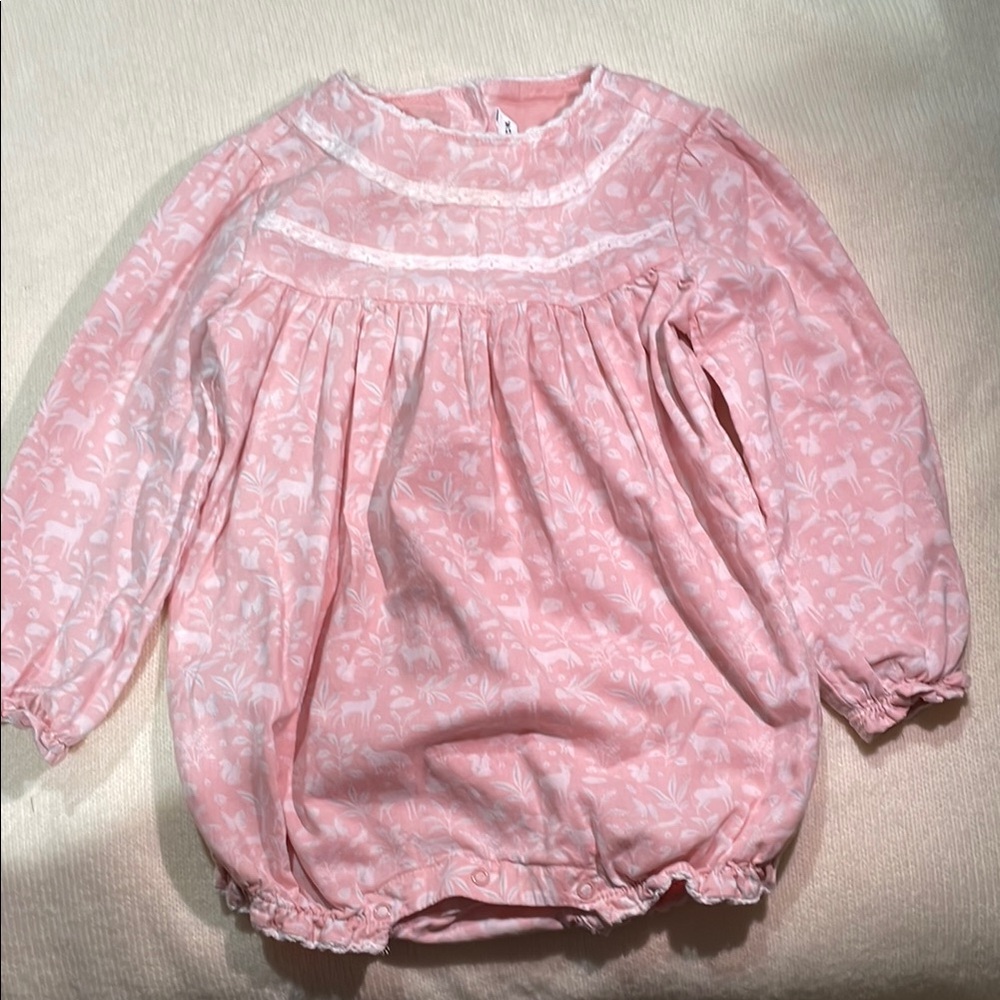 Janie and Jack Pink Blouse with Smocked Yoke and Balloon Sleeves